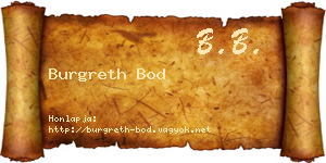 Burgreth Bod névjegykártya